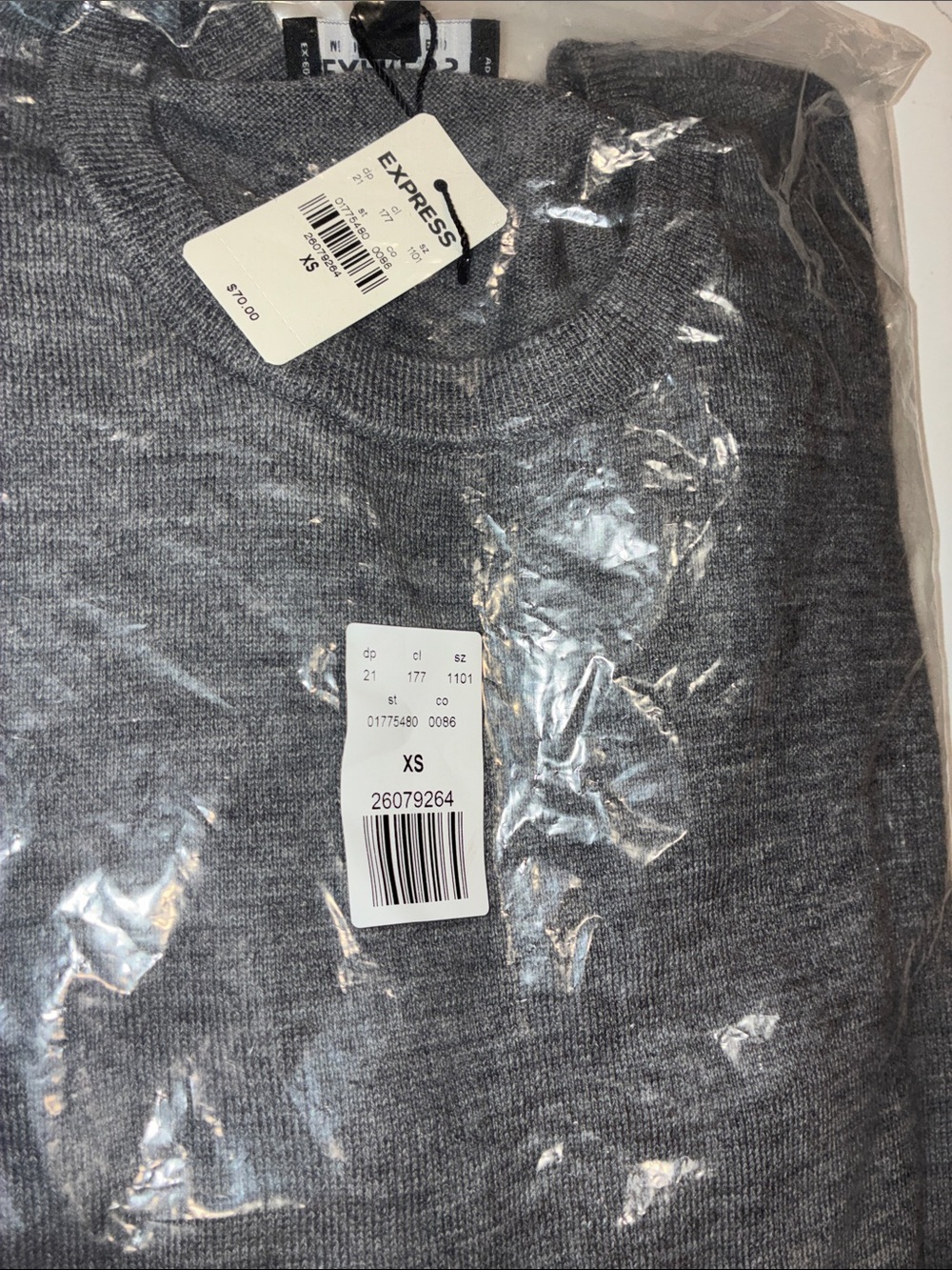 Express Gray Crewneck Sweater - Men's Knit Pullover